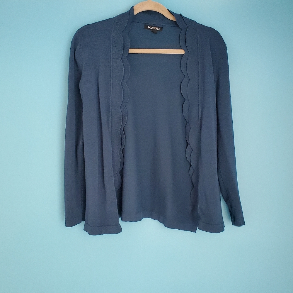 Roz & Ali Cardigan Women's Size XS Turquoise Open Front